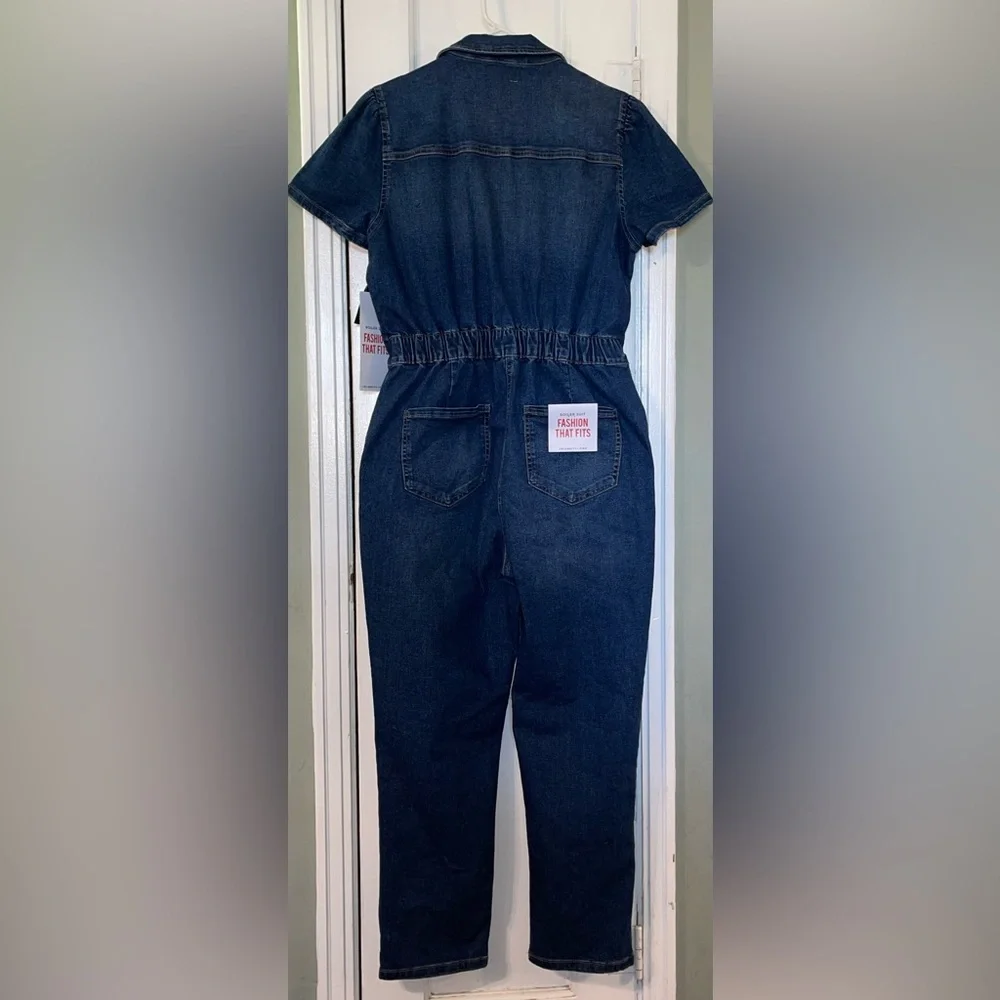 Celebrity Pink Denim Puff Sleeve Jumpsuit - Picture 2 of 9